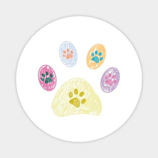 Colorful doodle paw prints symbol Magnet